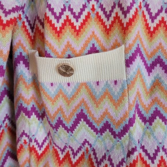 NWT EllandEmm Multicolor Zigzag Pattern Women's Cardigan - Picture 4 of 6